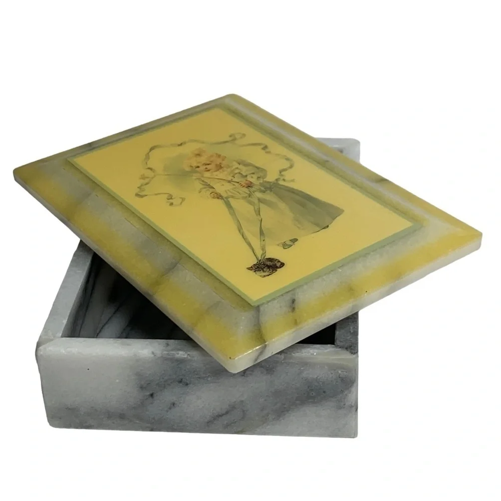 The Magic Kitten by Maud Humphrey Bogart Marble Trinket Box & Paperweight 1987